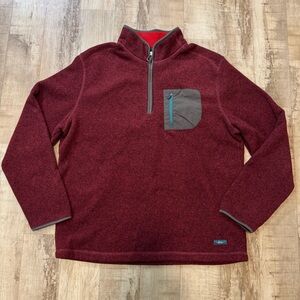 GH Bass Fleece 1/4 Zip Mens XL Explorer Jacket  Pullover Maroon Gray